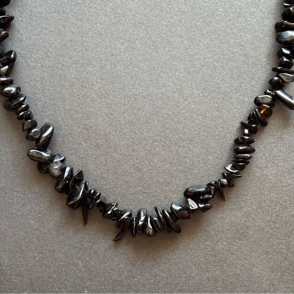Black Onyx Chip Stone Necklace | 17 IN - Picture 5 of 7